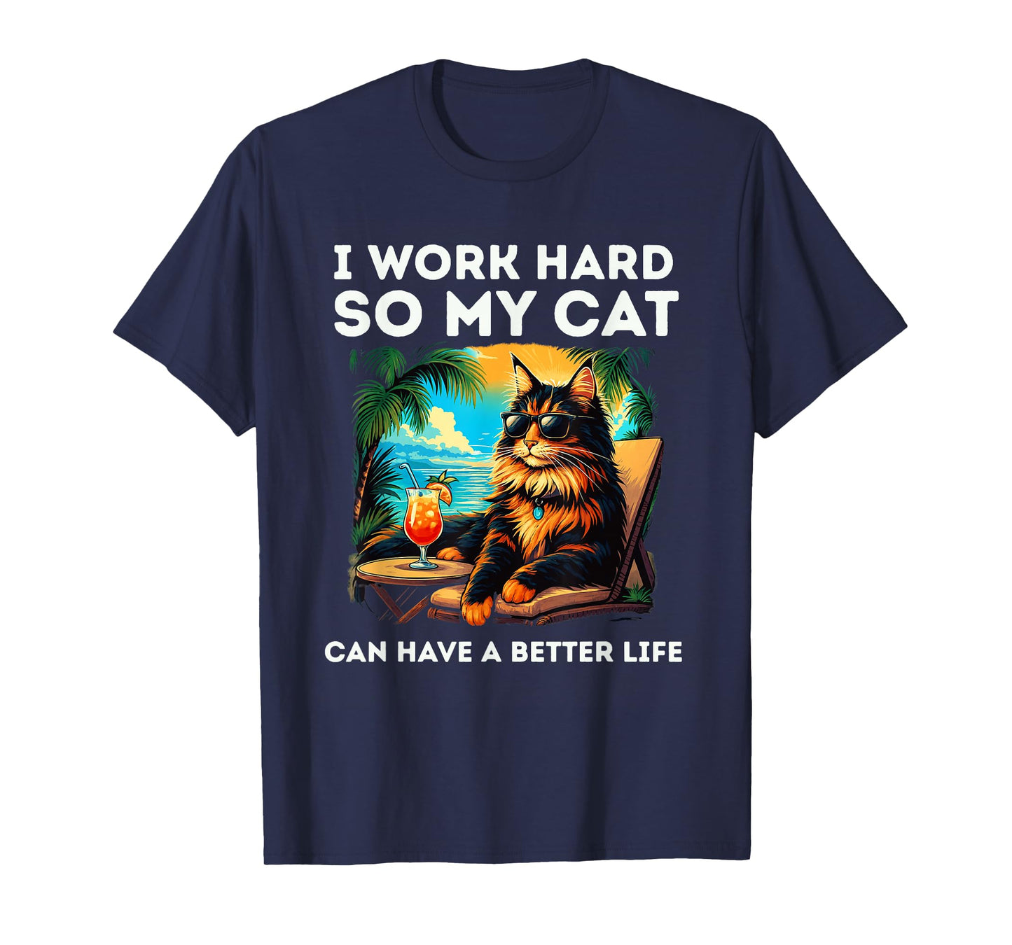 Funny Maine Coon Cat Lover Design I Work Hard Maine Coon Cat T-Shirt