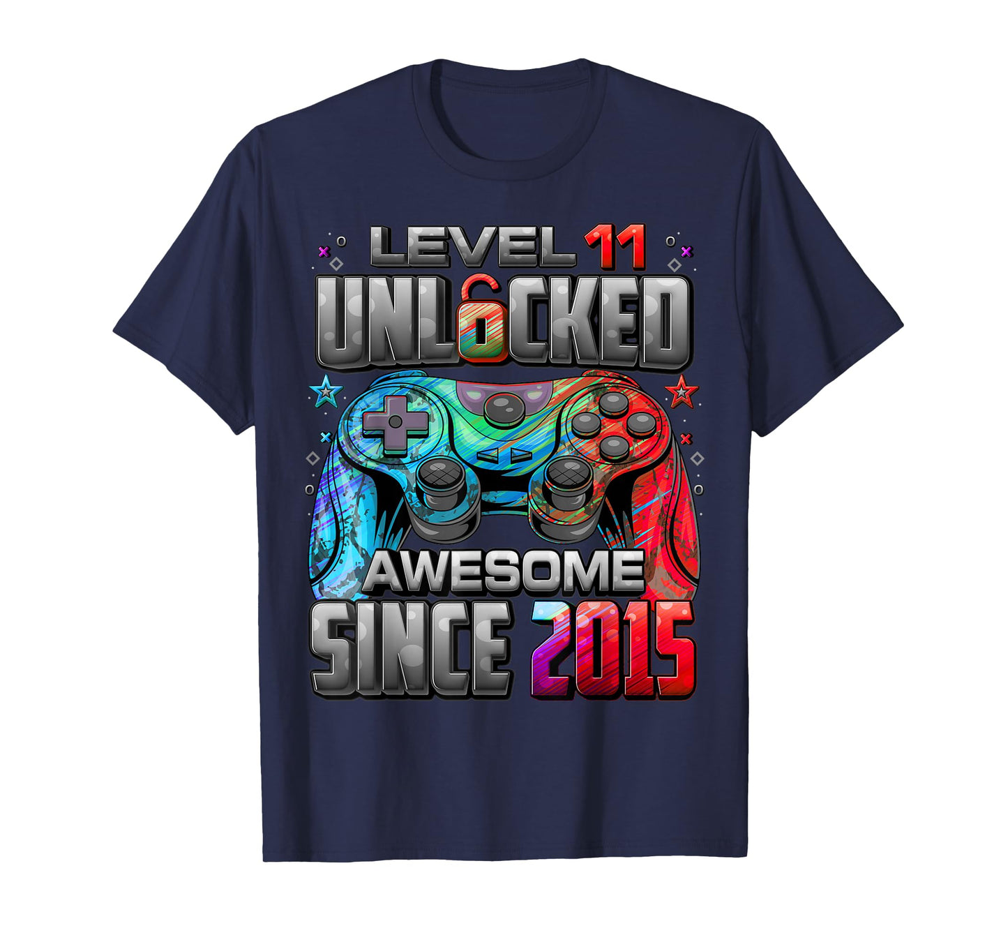 Level 11 Unlocked Awesome Since 2015 11th Birthday Gaming T-Shirt