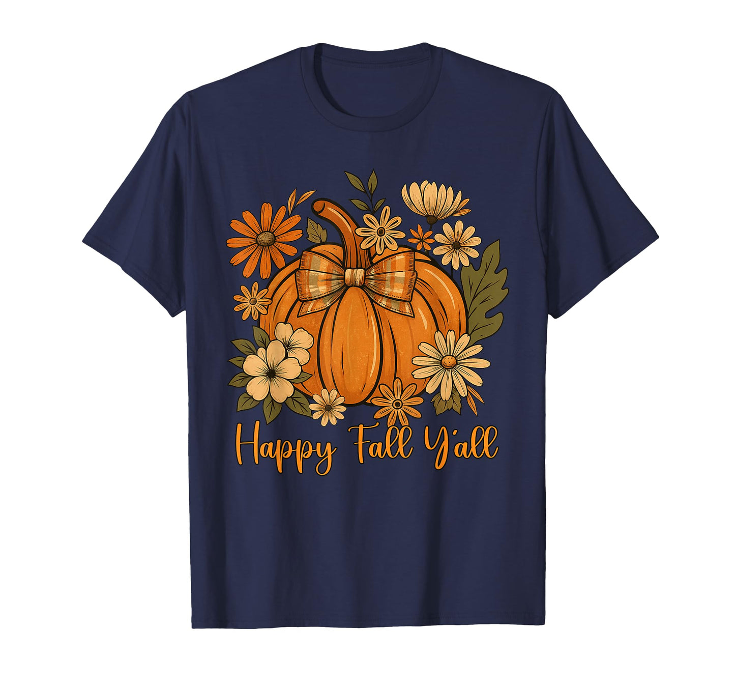 Happy Fall Y'all Coquette Bow Pumpkin Thanksgiving Women T-Shirt
