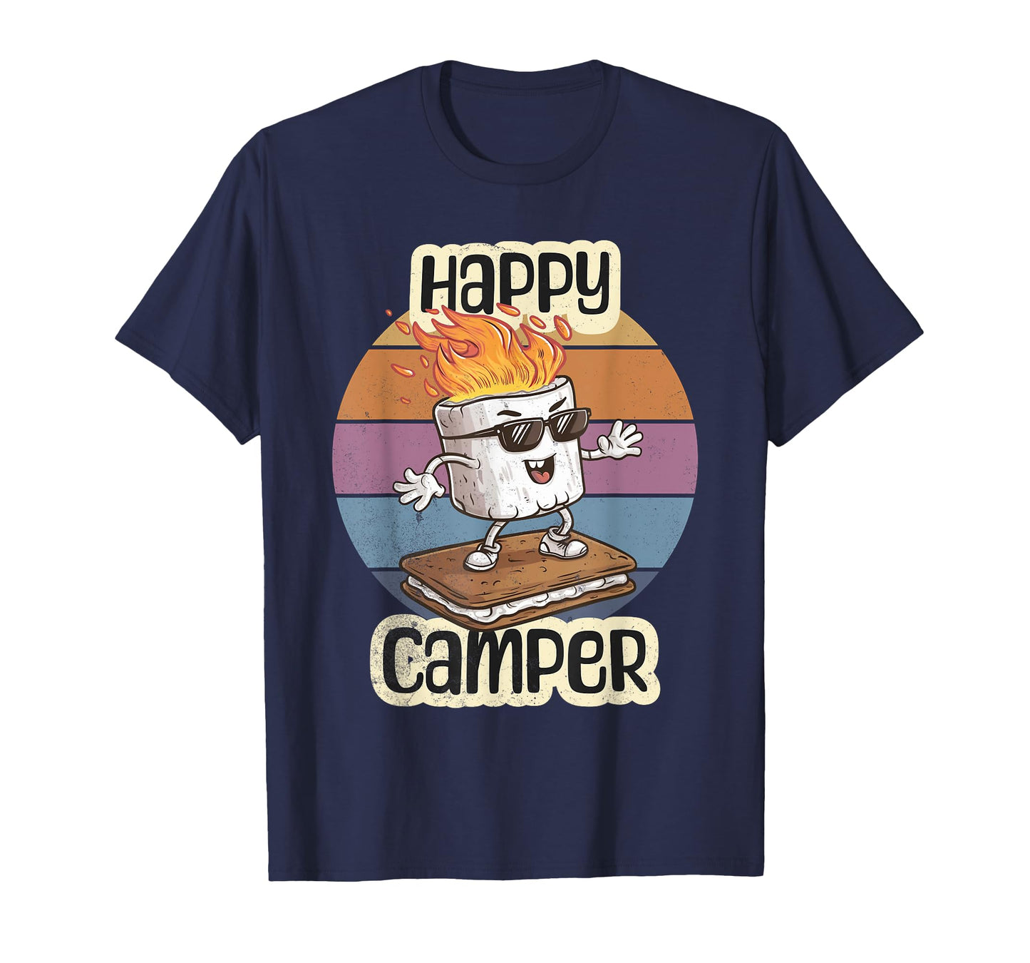 Happy Marshmallow Camper Cute Girls Kids Camp Camping Smores T-Shirt