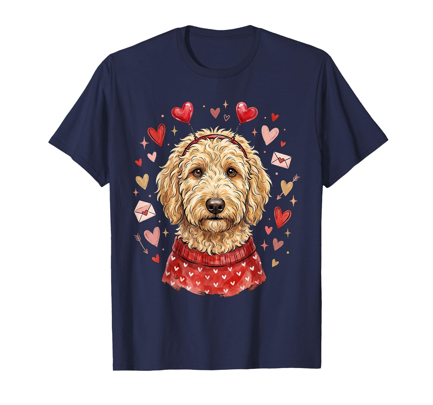 Heart Golden Doodle Love Dog Valentine Goldendoodle T-Shirt