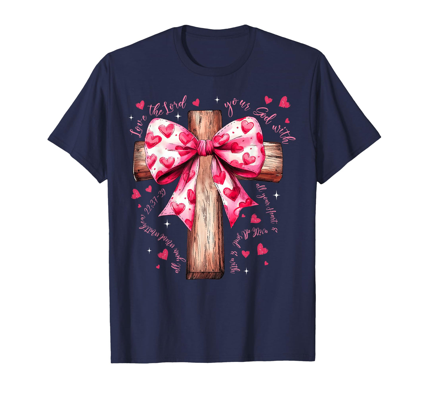 Valentine Jesus Coquette Bow Bible Verse Christian Women T-Shirt