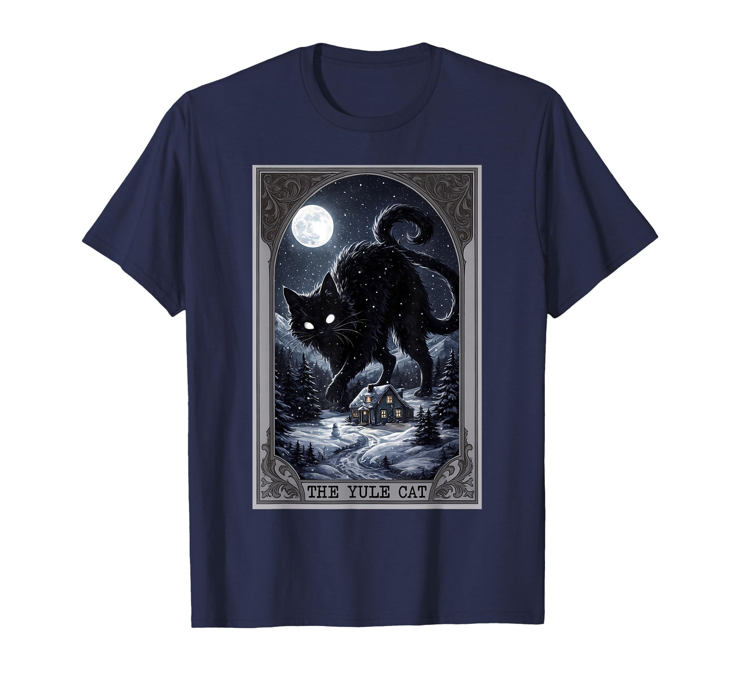 Creepmas Vintage The Yule Cat Tarot Card Dark Christmas T-Shirt