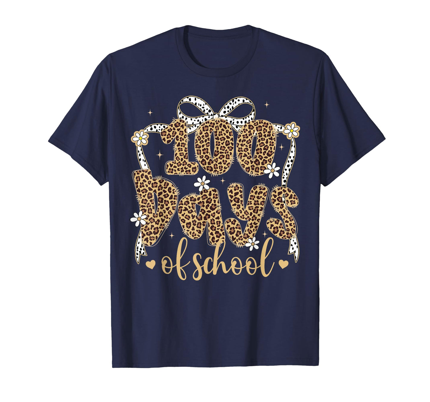 100 Days of School Leopard Kids Teachers Girl Women T-Shirt