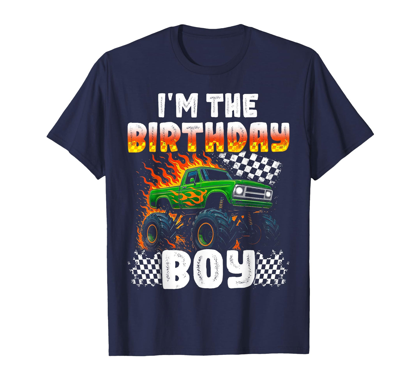 Funny I'm the Birthday Boy Monster Truck Birthday Men Kids T-Shirt