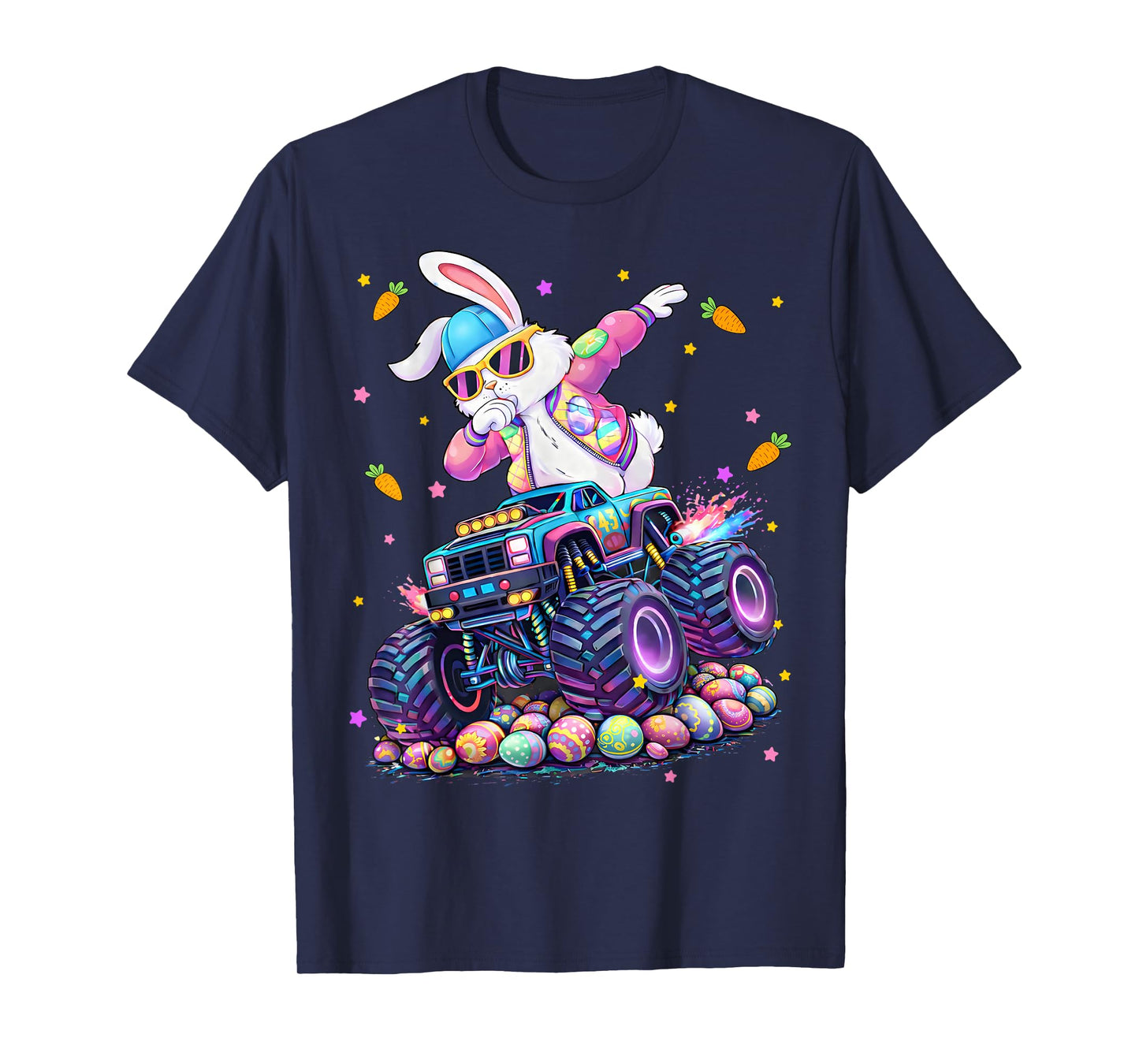 Funny Monster Truck Dabbing Rabbit Easter Bunny Men Boy T-Shirt