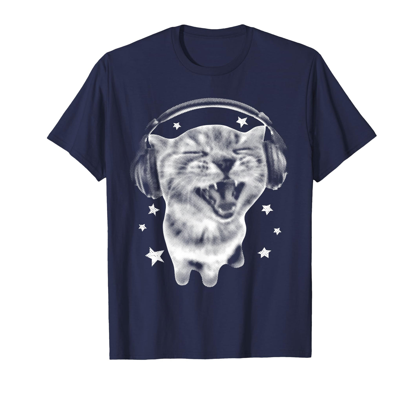 Cute Headphones Cat Funny Y2k Grunge Silly Graphic Meme T-Shirt