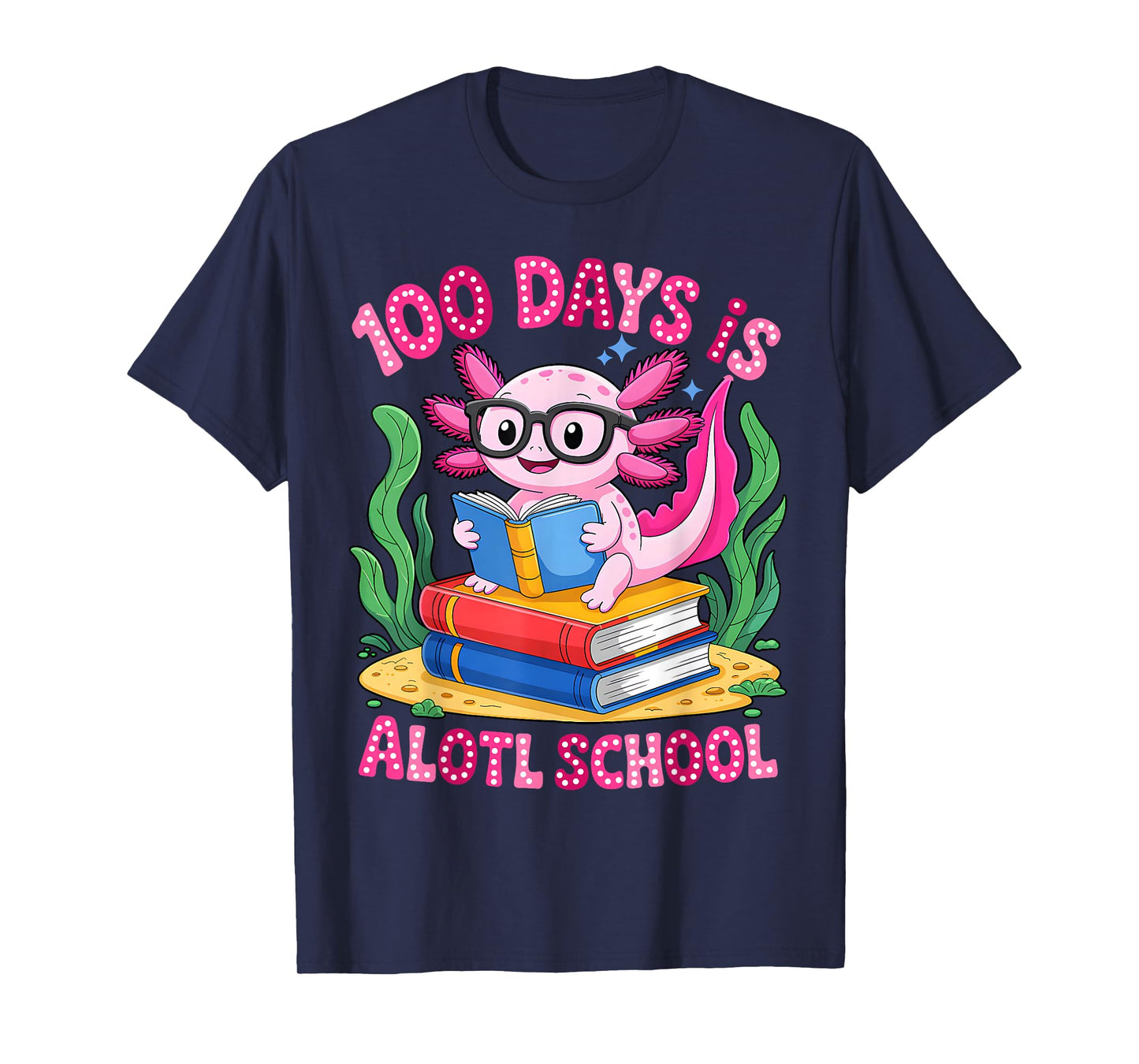100th Day of School Groovy 100 Days is Alotl School Axolotl T-Shirt