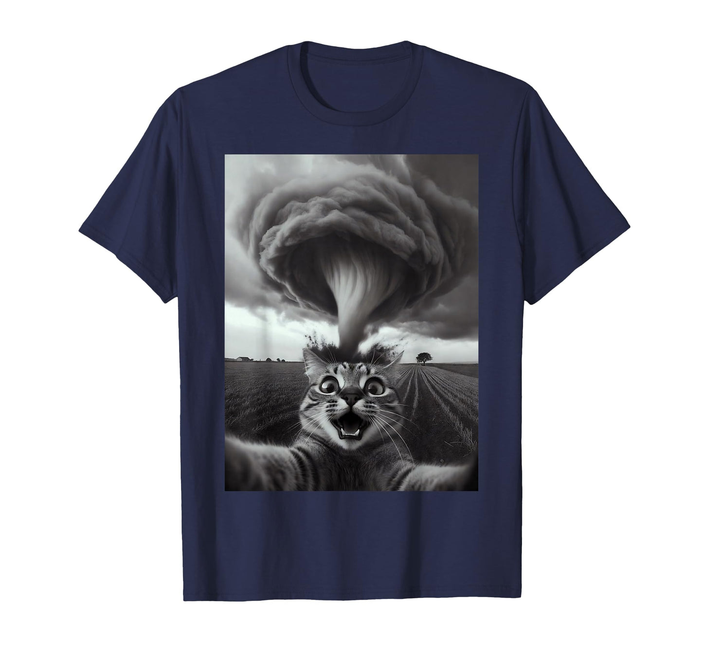 Funny Tornado Selfie Cat Meme – Cute Storm Weather Humor T-Shirt