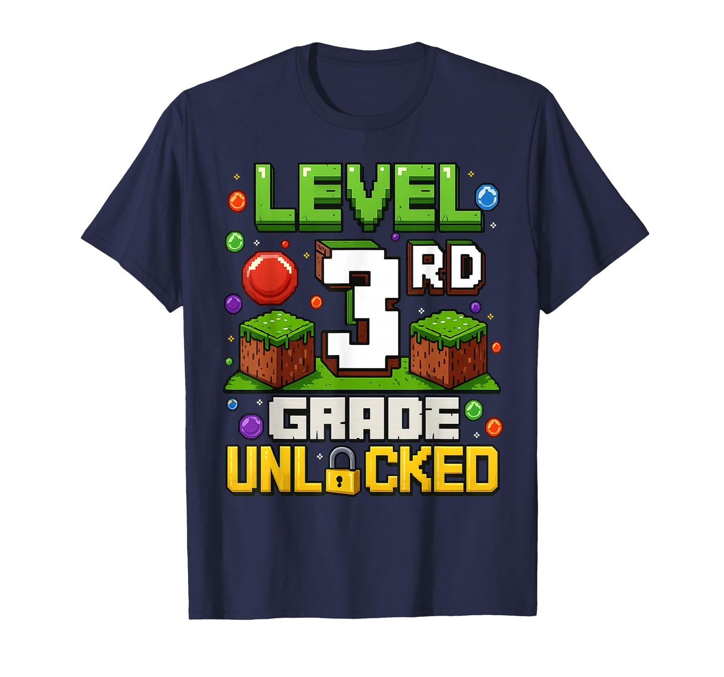 Level 3rd Grade Unlocked Retro Video Game Back to School Boy T-Shirt