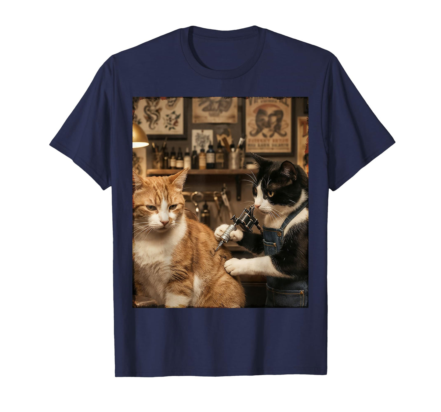 Cat Tattooing Cat Funny Meme Inked Kitty Humor Tattoo Artist T-Shirt
