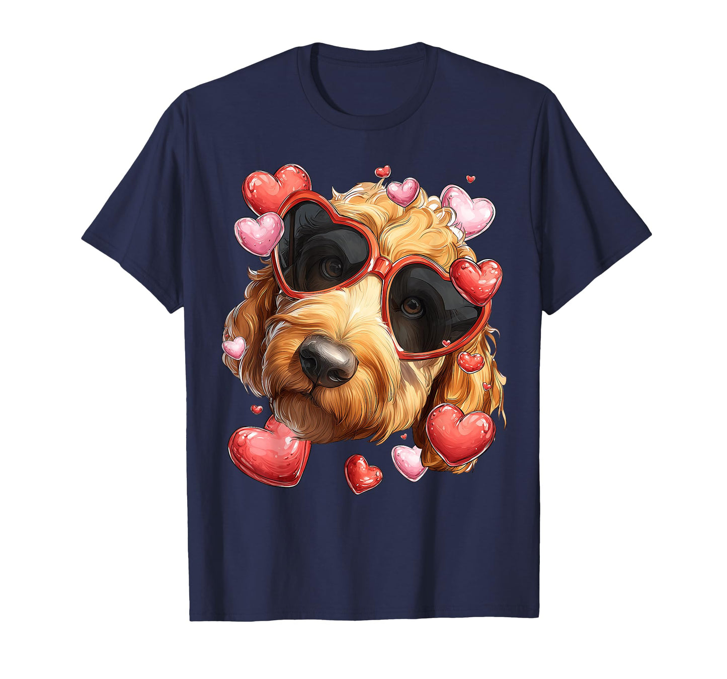 Golden Doodle Dog Goldendoodle Valentine's Day Heart T-Shirt