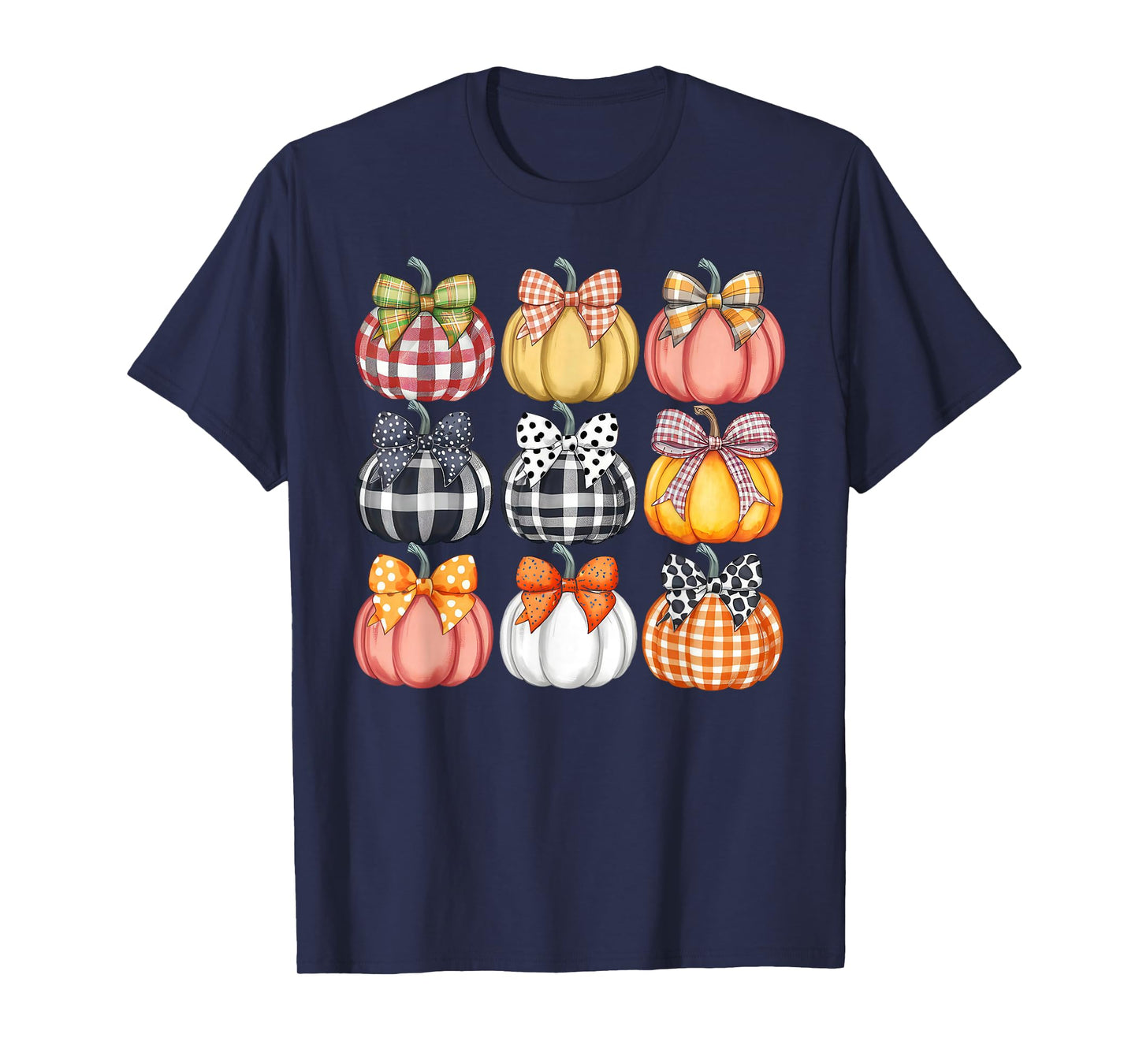 Coquette Bow Pumpkin Season Autumn Fall Leaves Thanksgiving T-Shirt