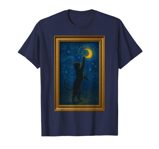 Cat Starry Night Van Gogh Cute Funny Kitten Lover Cat Mom T-Shirt