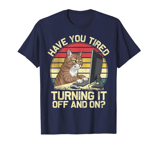 Cat Tech Engineer Support Humor Tech Computer IT Guy T-Shirt