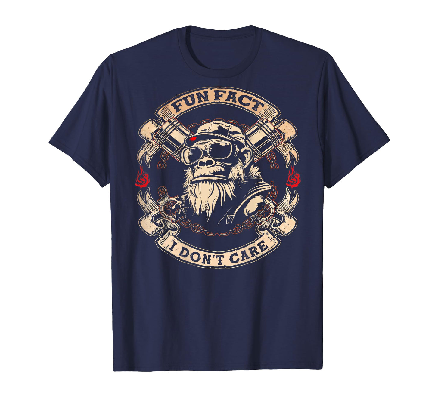 (On Back) Fun Fact I Don't Care Cool Grandpa Swag Gorillas T-Shirt