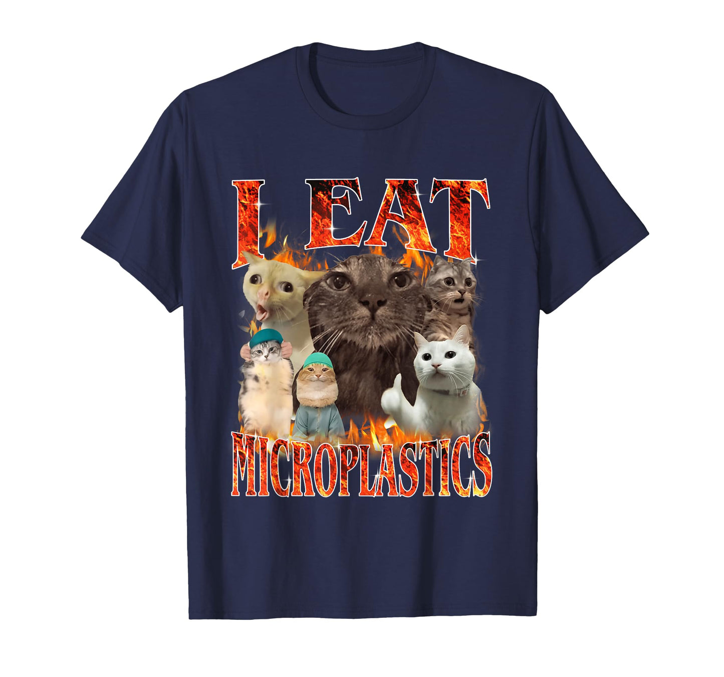 I Eat Microplastics Offensive Cat Meme Bootleg Men Women T-Shirt