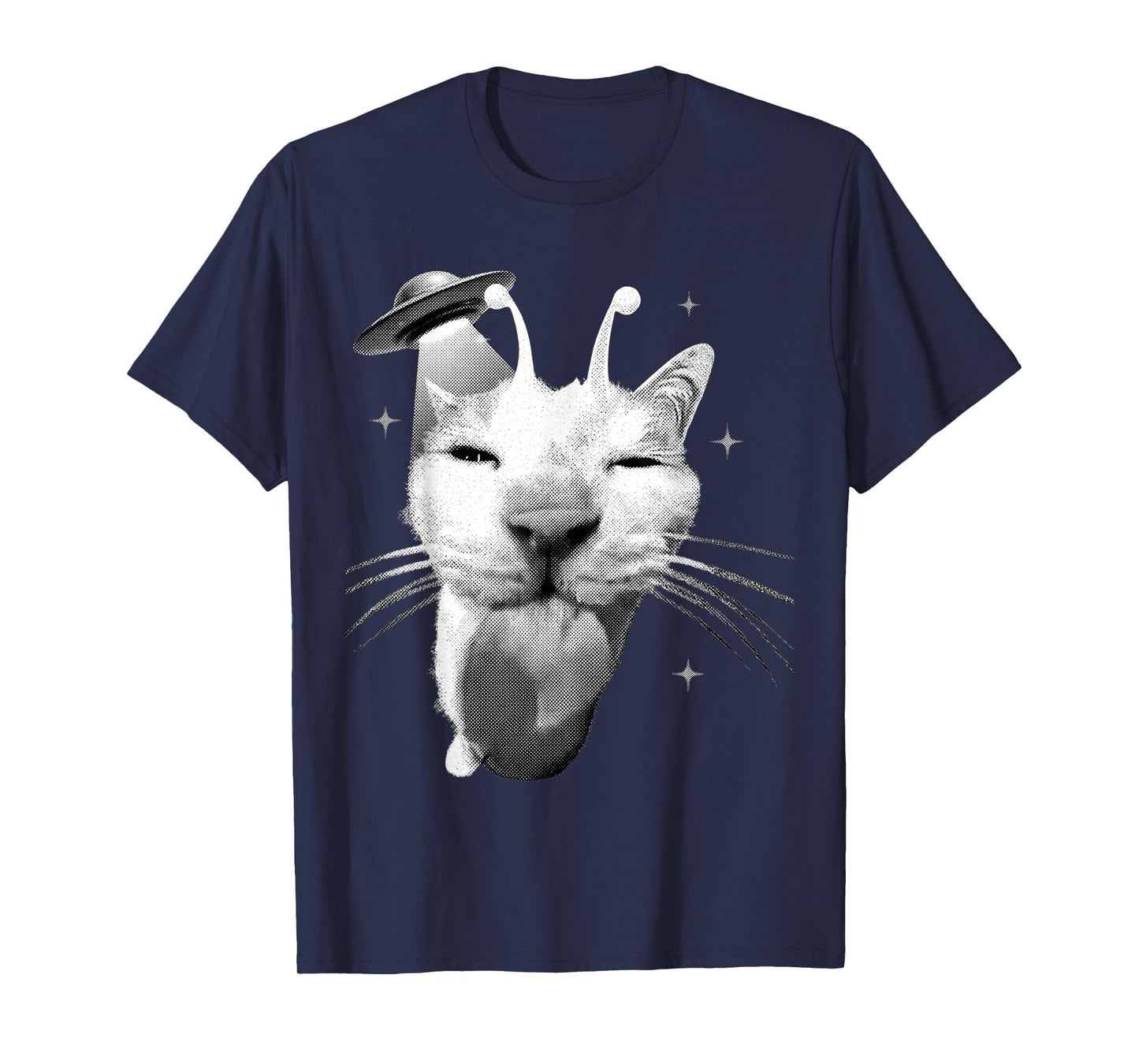 Y2K Alien Cat Meme UFO Retro Silly Cat Lover Vintage 90s Tee T-Shirt
