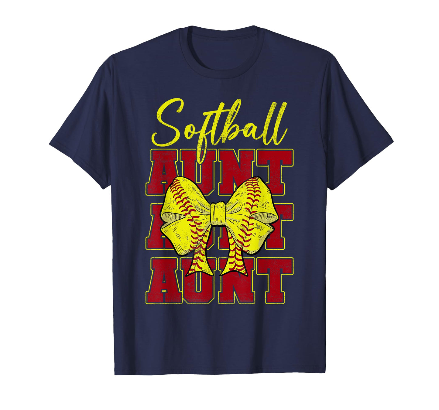 Softball Aunt Coquette Bow Sport Lover Vintage Mothers Day T-Shirt