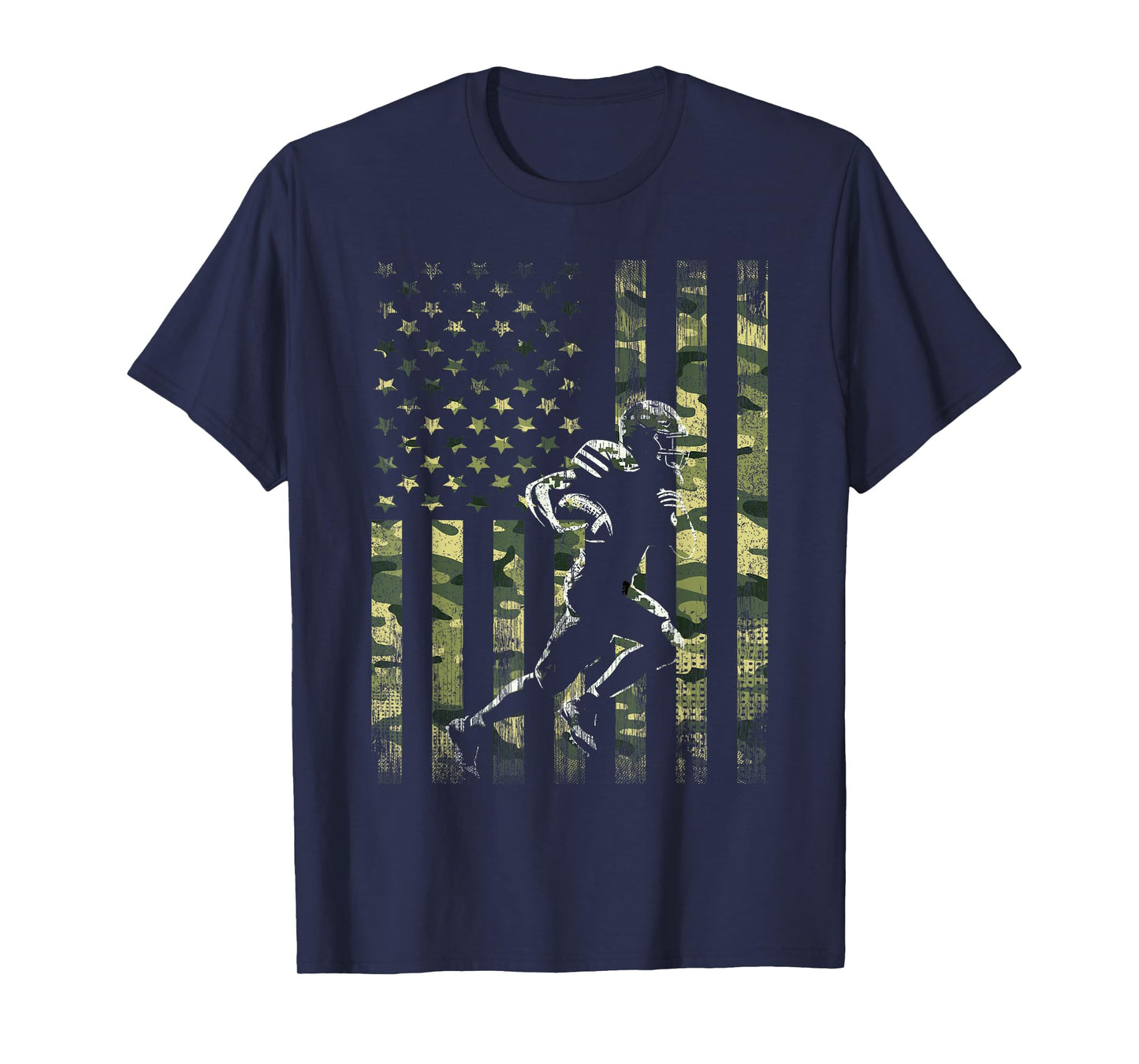American Football Player Camo US Flag Men Boy Kids T-Shirt
