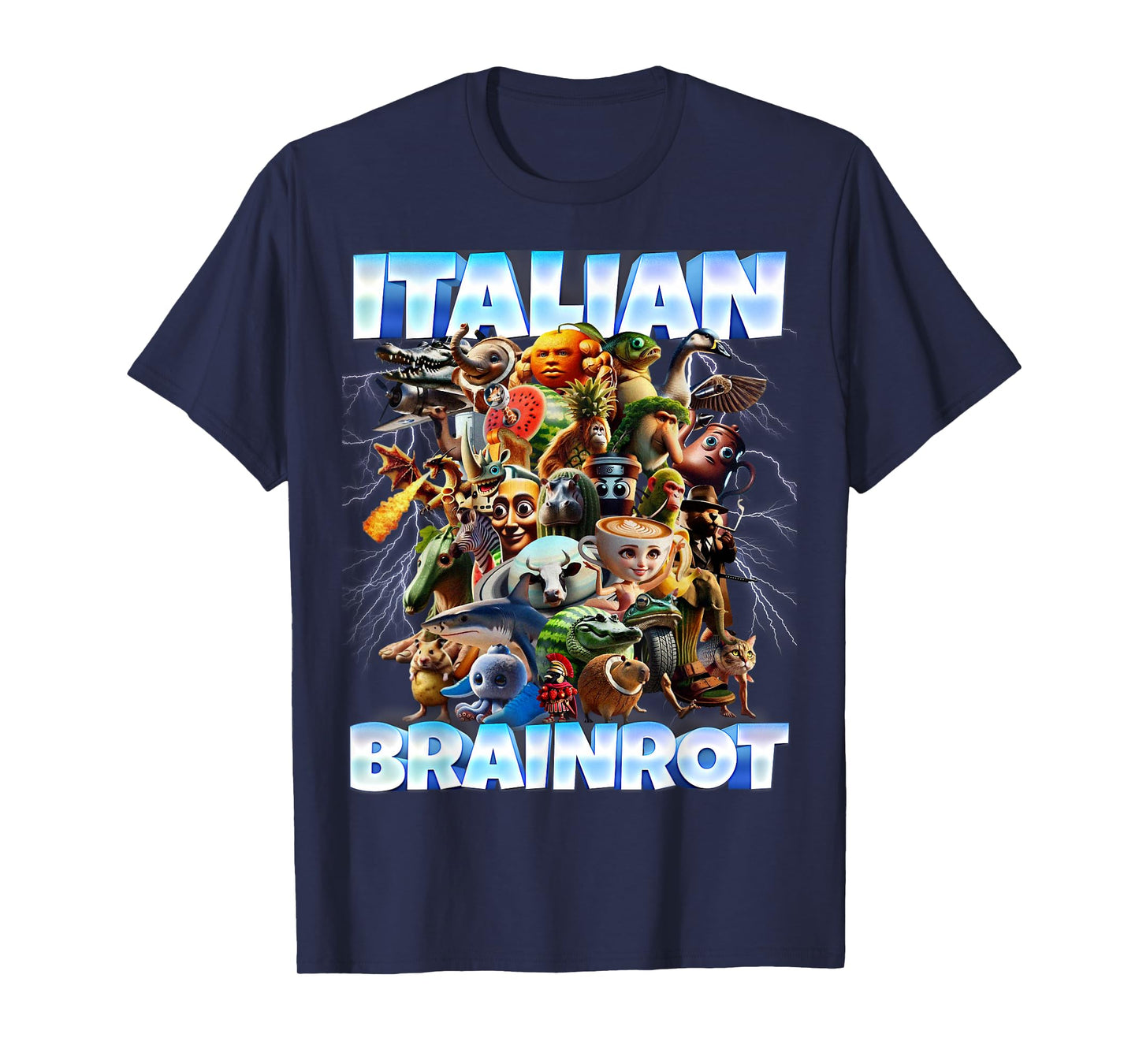 Italian Brainrot Characters Funny Meme Popular Trend Gen Z T-Shirt