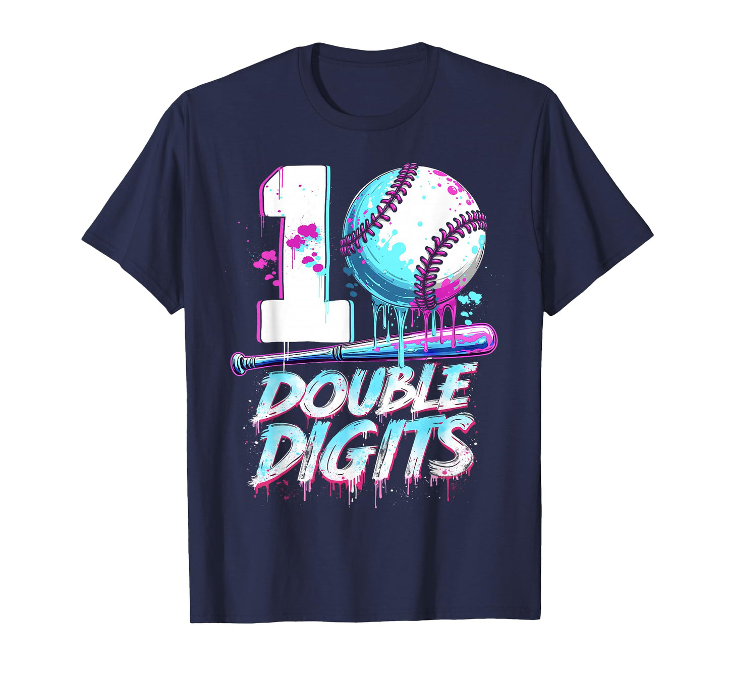 Baseball 10 Years Old Birthday Double Digits 10 Birthday Boy T-Shirt