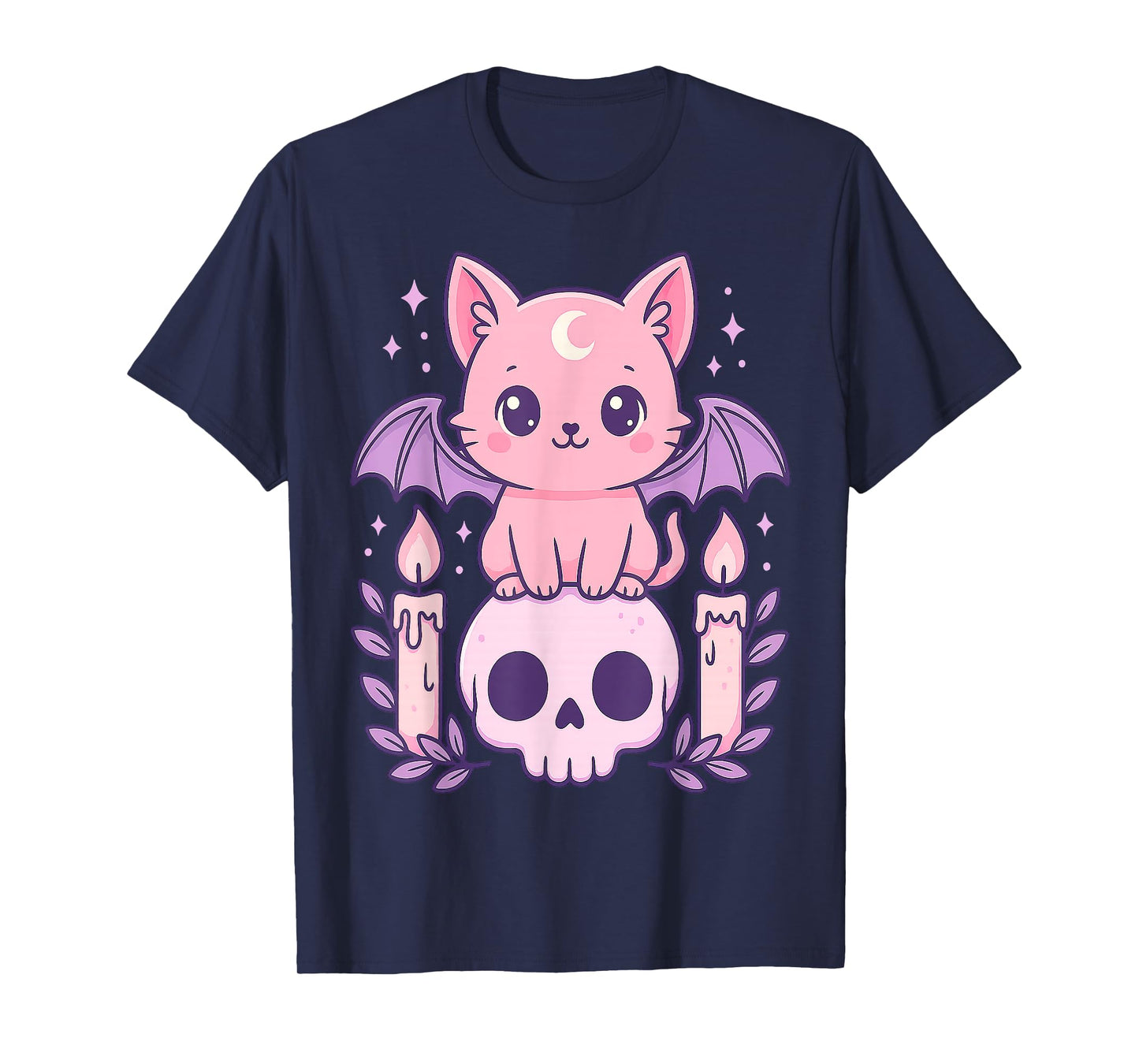 Cute Cat Bat Skull Pastel Goth Gifts Men Women Boy Girl Kids T-Shirt