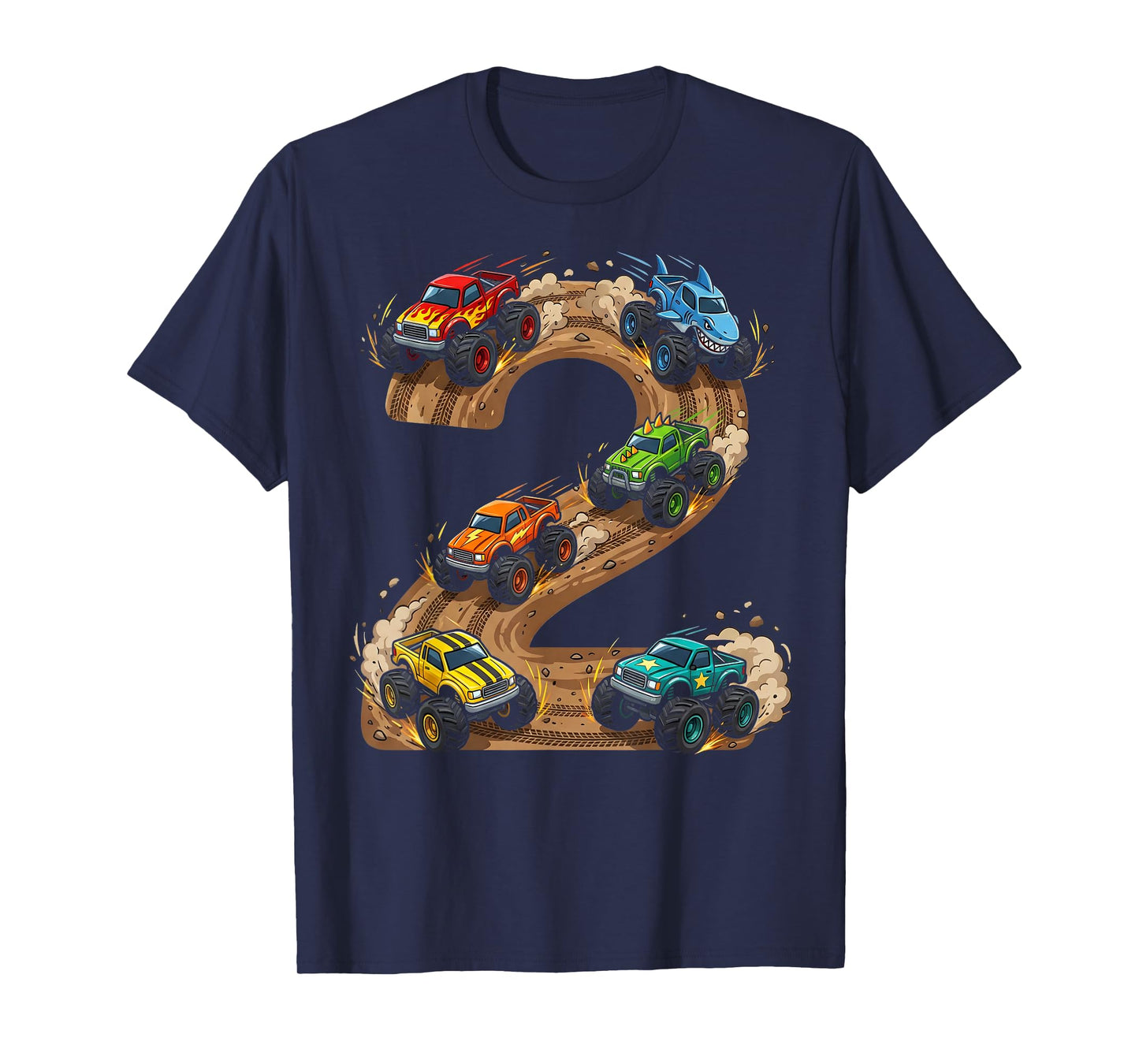 2 Year Old Monster Truck Boy Toddler 2nd Birthday Party T-Shirt