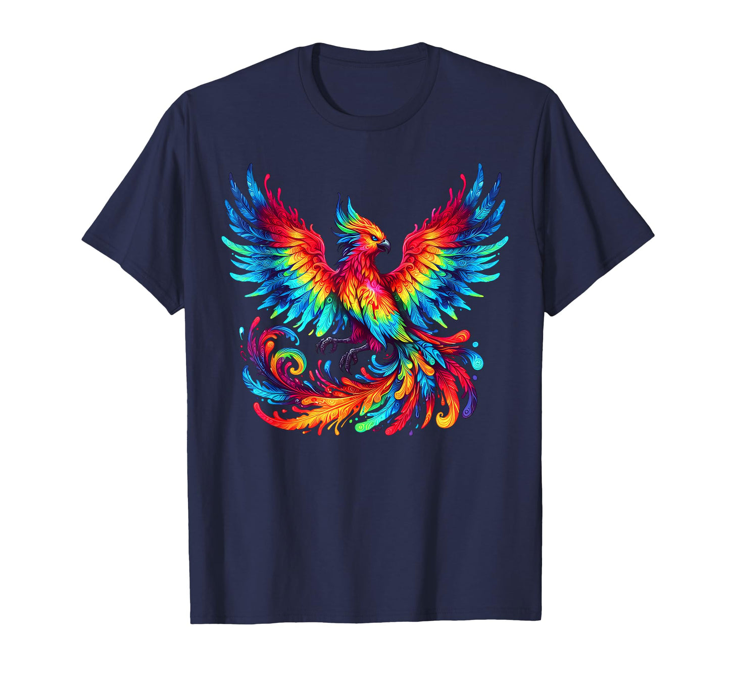 Cool Phoenix Graphic Spirit Animal Illustration Tie Dye Art T-Shirt