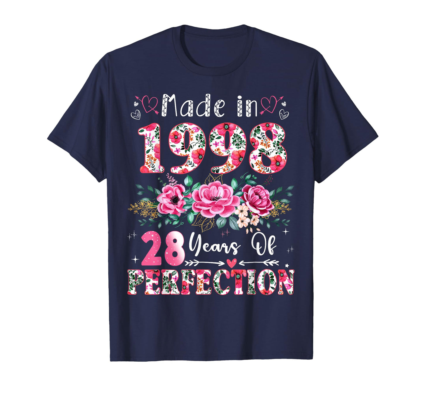28 Year Old Made in 1998 Floral 28th Birthday Women T-Shirt