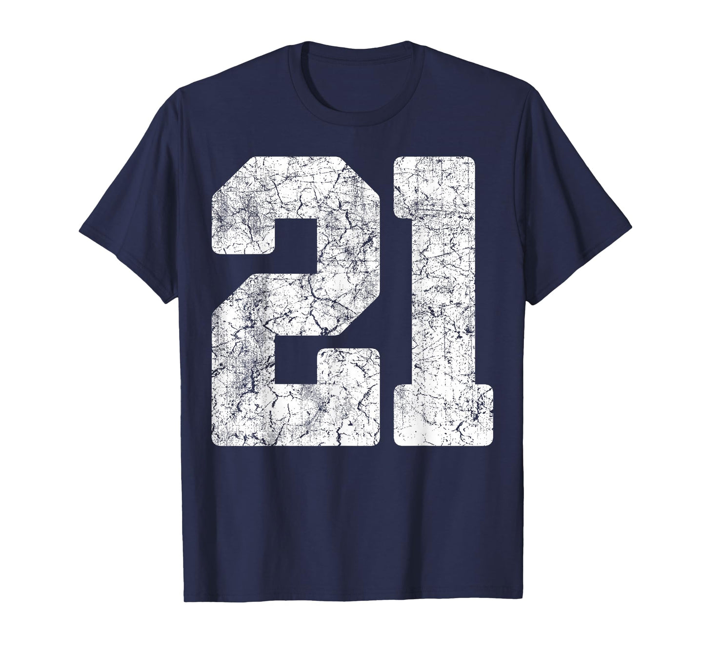 Distressed White Number 21 Jersey Player Uniform #21 Grunge T-Shirt
