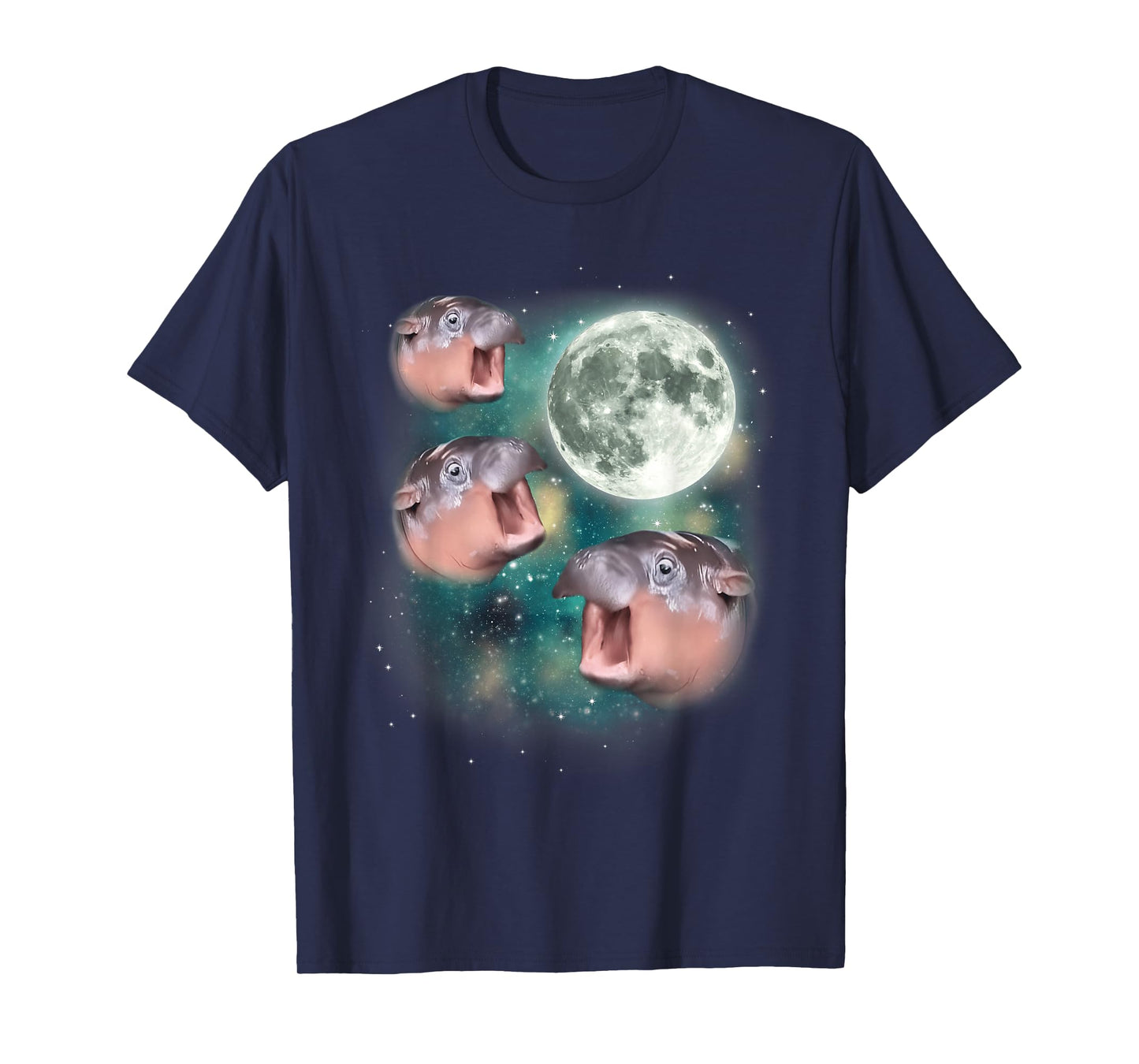 3 Moon-Deng | Baby Hippo Meme Funny Cute Hippopotamus Animal T-Shirt