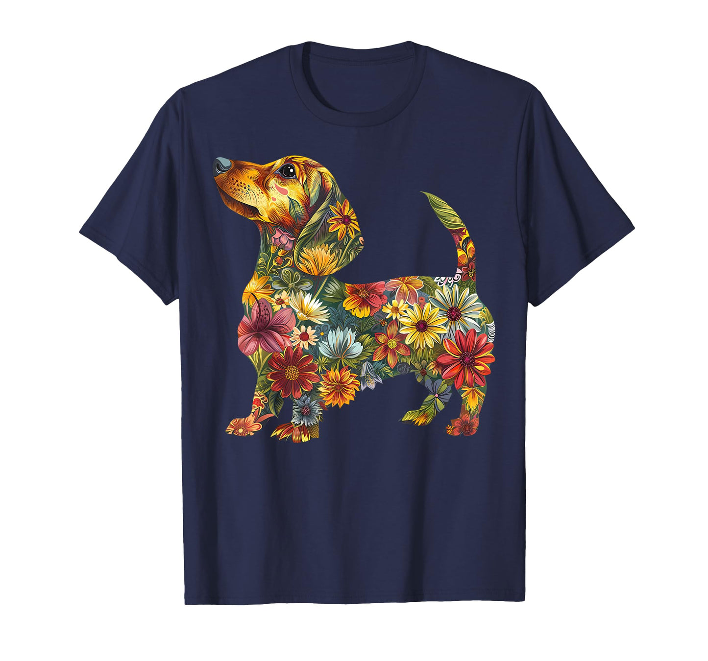 Floral Dachshund Cute Pet Dog Animal Lover Doxie Mama Women T-Shirt
