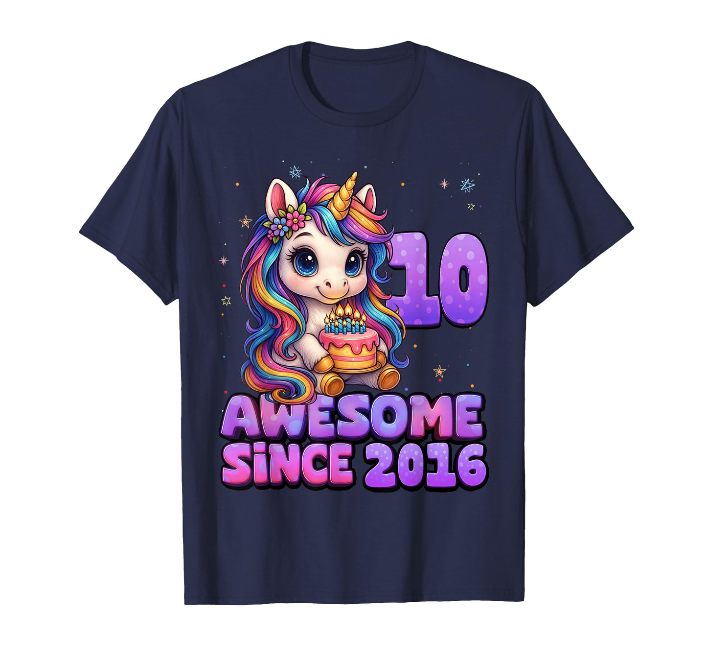 10 Year Old Awesome Since 2016 Unicorn 10th Birthday Girl T-Shirt