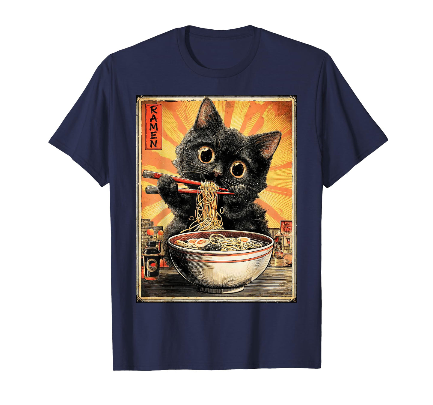 Funny Ramen Cat Noodle Lovers Anime Otaku T-Shirt