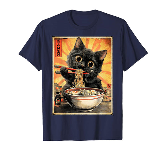 Funny Ramen Cat Noodle Lovers Anime Otaku T-Shirt