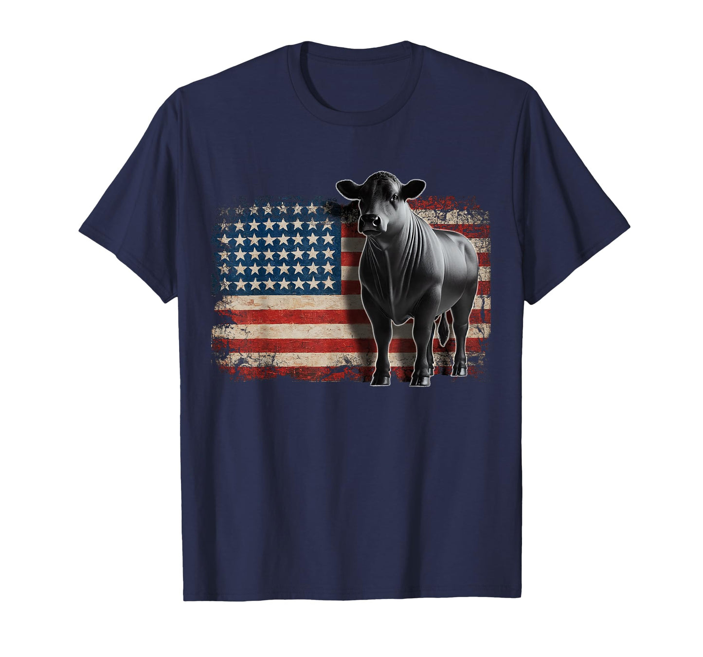Angus Rancher USA American Flag Cow T-Shirt