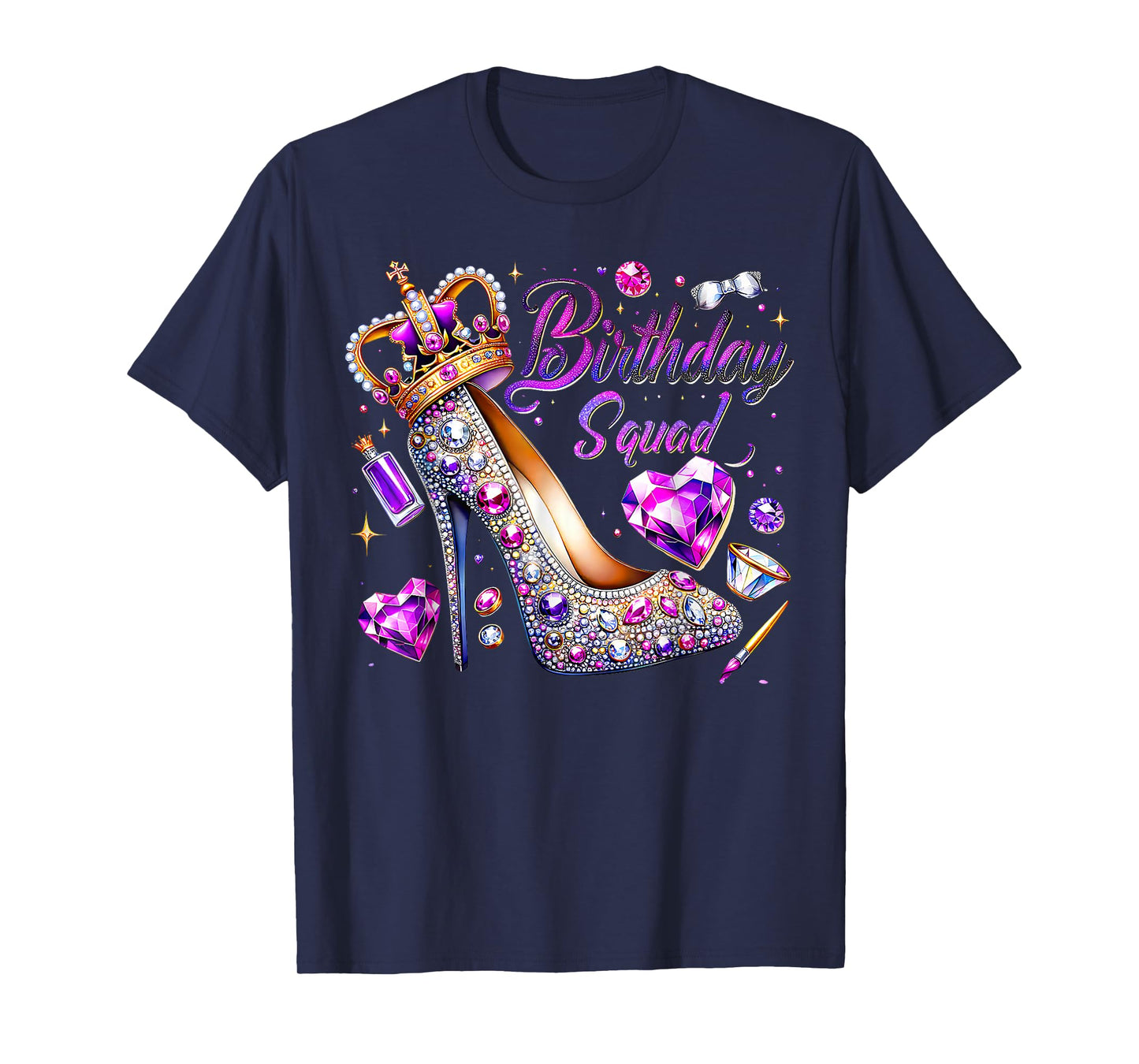 Birthday Squad Diva Squad Crown Hearts Birthday Women Girls T-Shirt