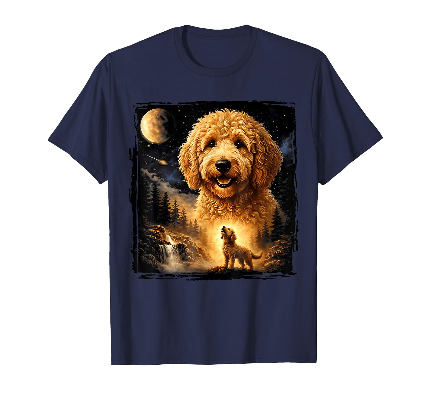 Vintage 90s Goldendoodle Howling at The Moon Goldendoodle T-Shirt