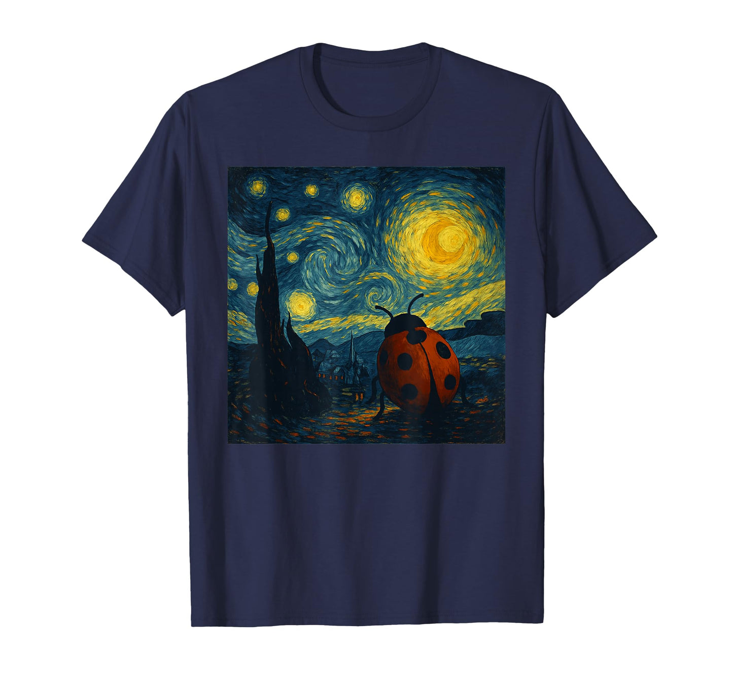 Starry Night Van Gogh Ladybug Funny Graphic T-Shirt