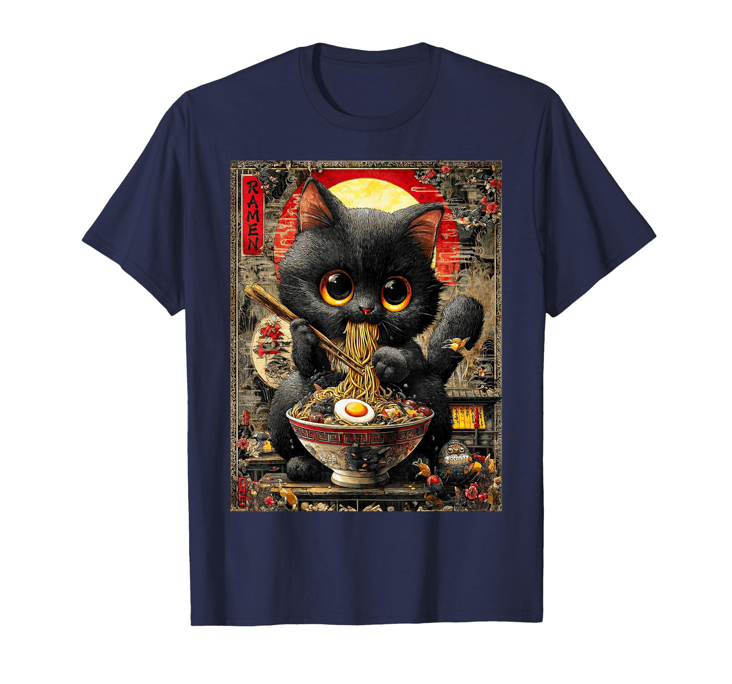 Funny Ramen Cat Noodle Lovers Anime Otaku T-Shirt