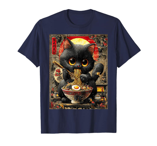 Funny Ramen Cat Noodle Lovers Anime Otaku T-Shirt