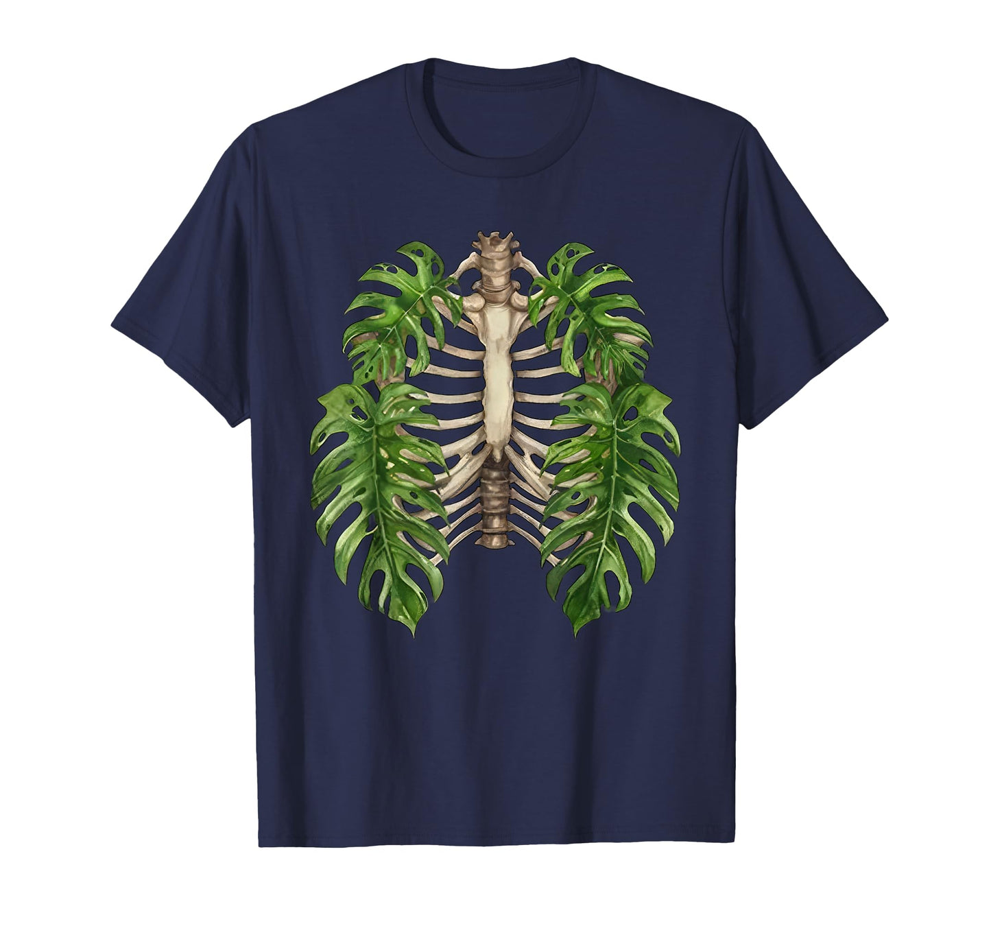 Nature Spine Lungs Monstera Plant Skeleton Art T-Shirt