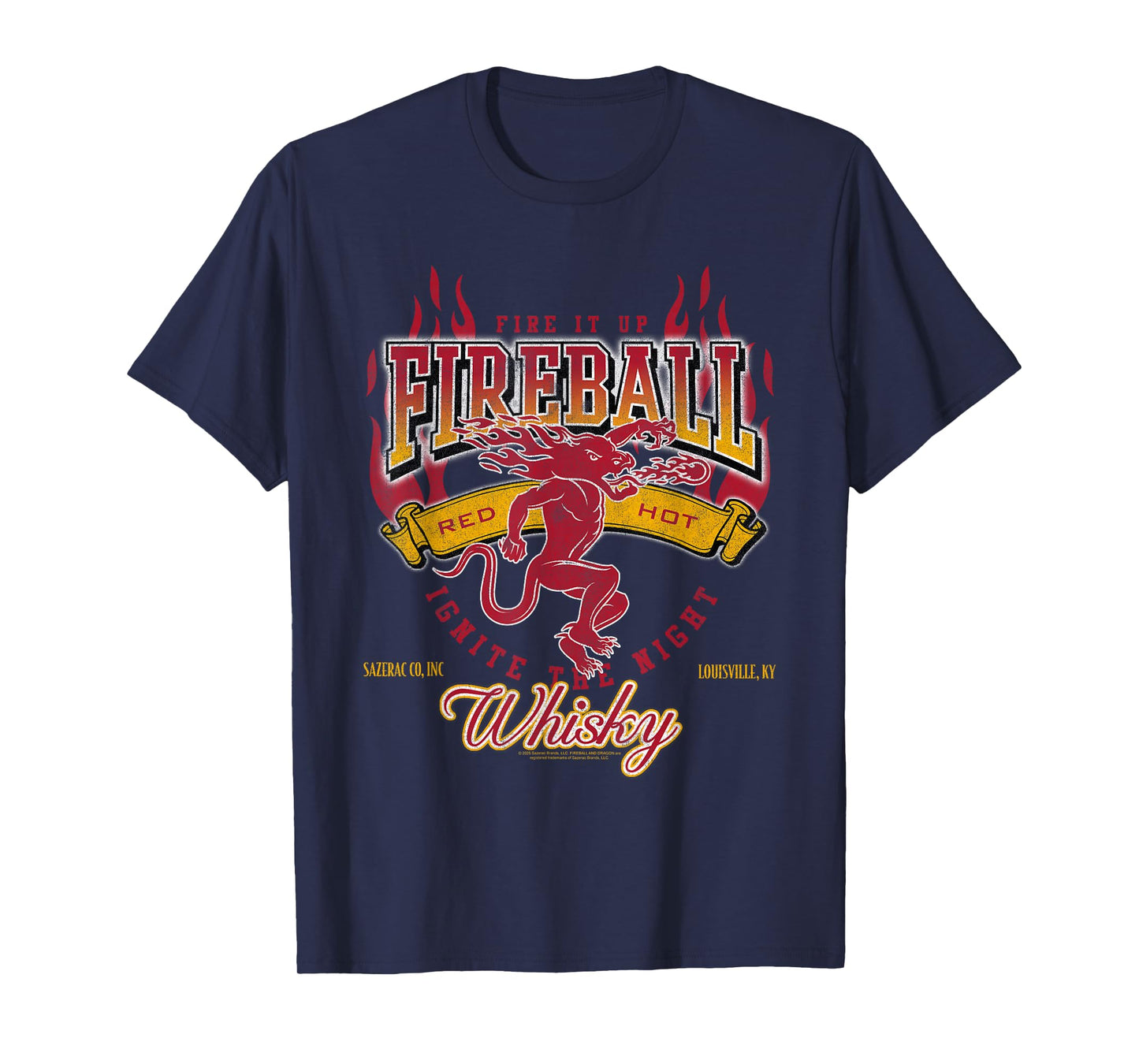 Fireball Cinnamon Whisky Athletic Style Logo T-Shirt
