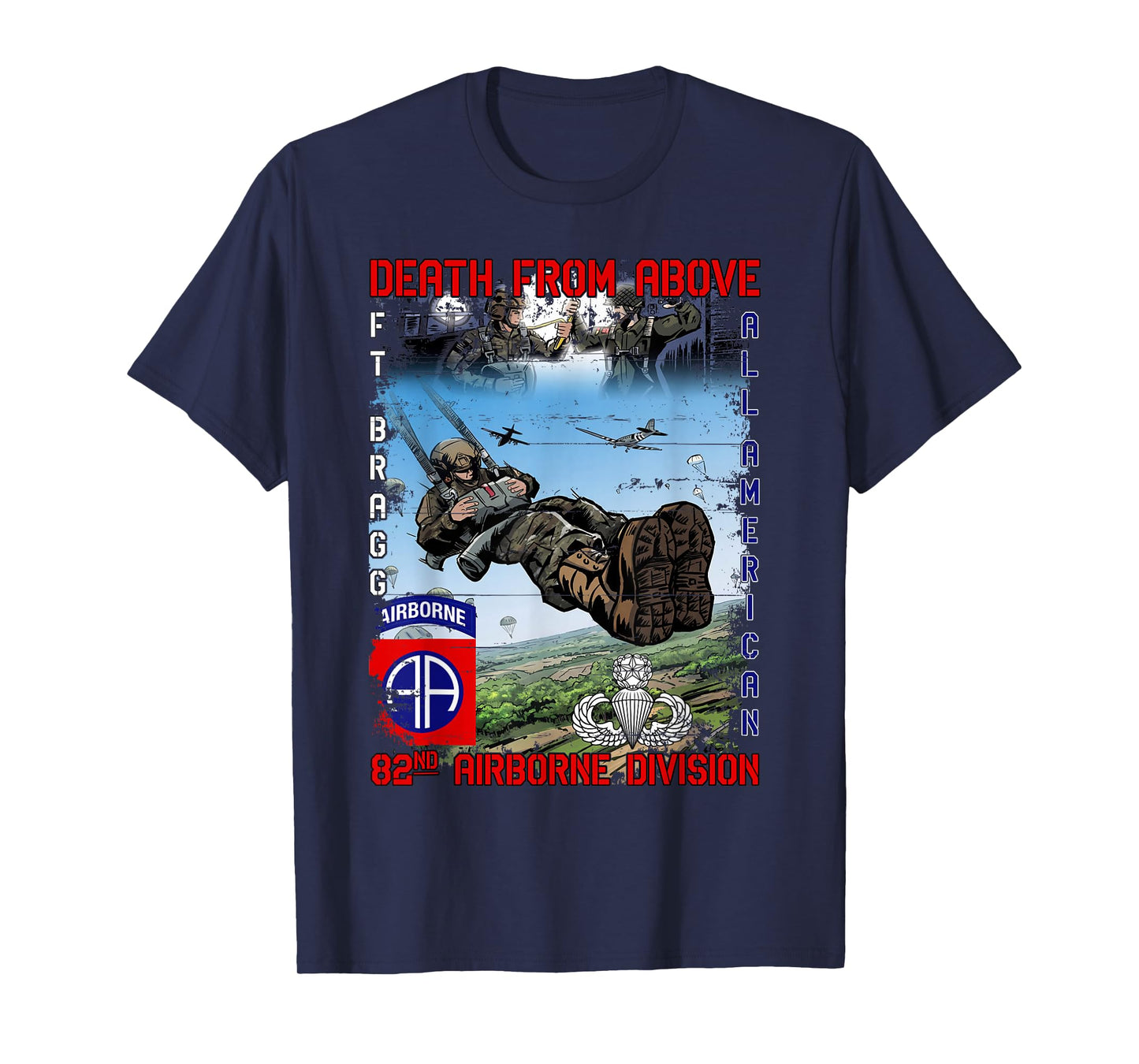 82nd Airborne Division Paratrooper Fort Bragg Jump Wings T-Shirt
