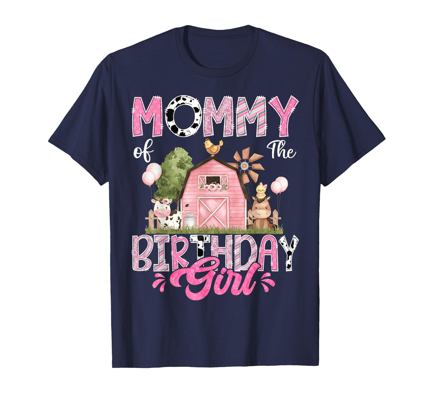 Mommy Of The Birthday Girl 1St Birthday Pink Cow Farm T-Shirt
