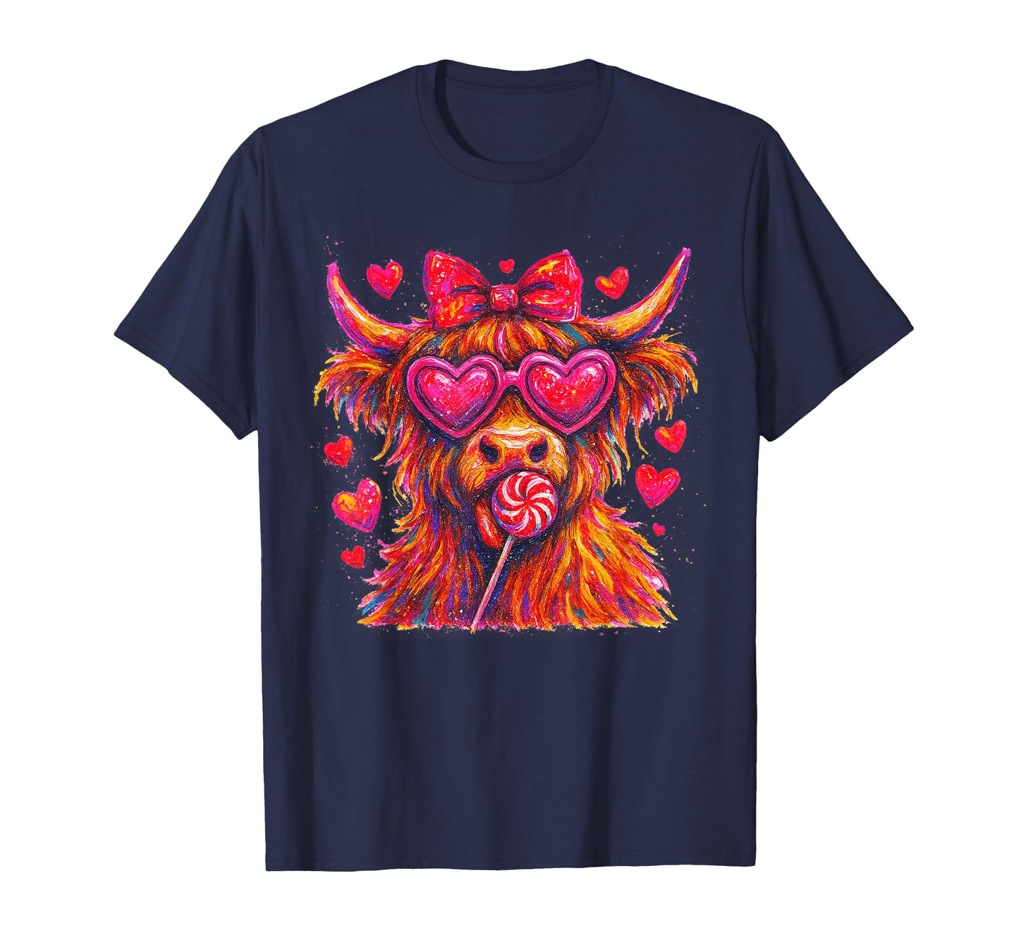 Highland Cow Valentine's Day Heart Howdy Western XOXO T-Shirt