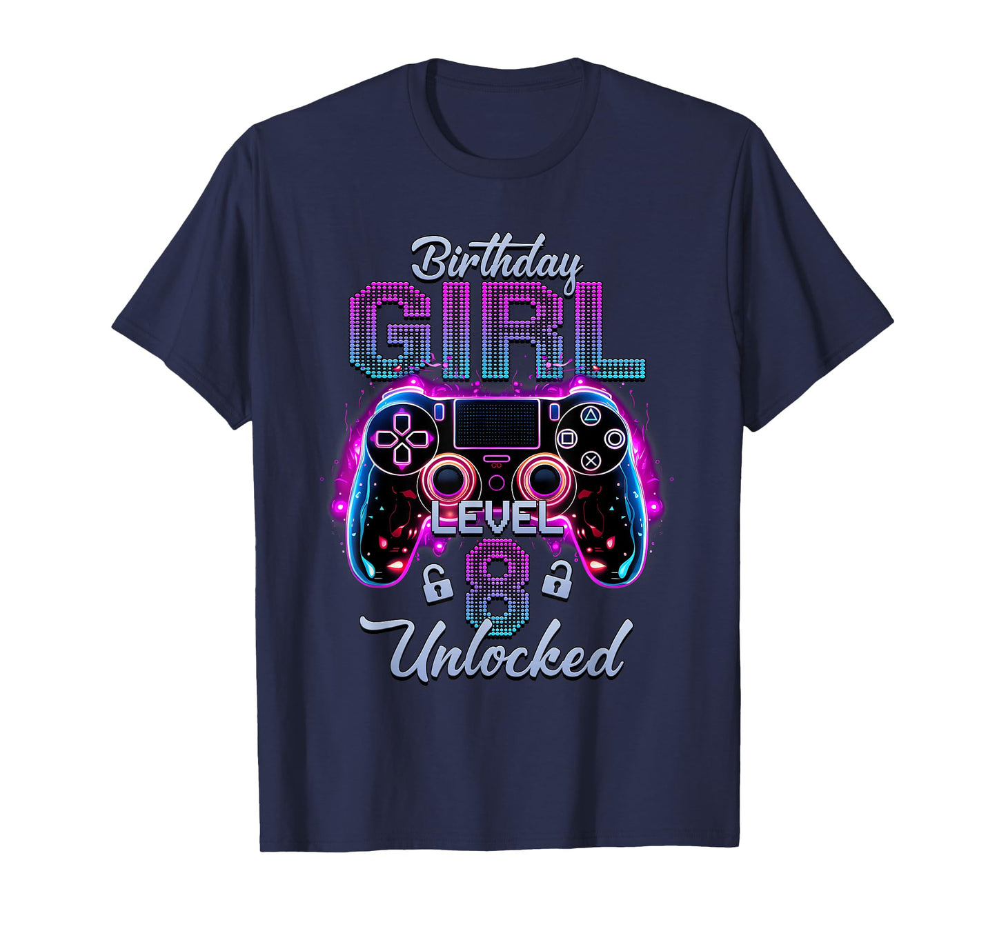 Gamer Girl Level 8 Unlocked Video Gaming 8th Birthday Gifts T-Shirt