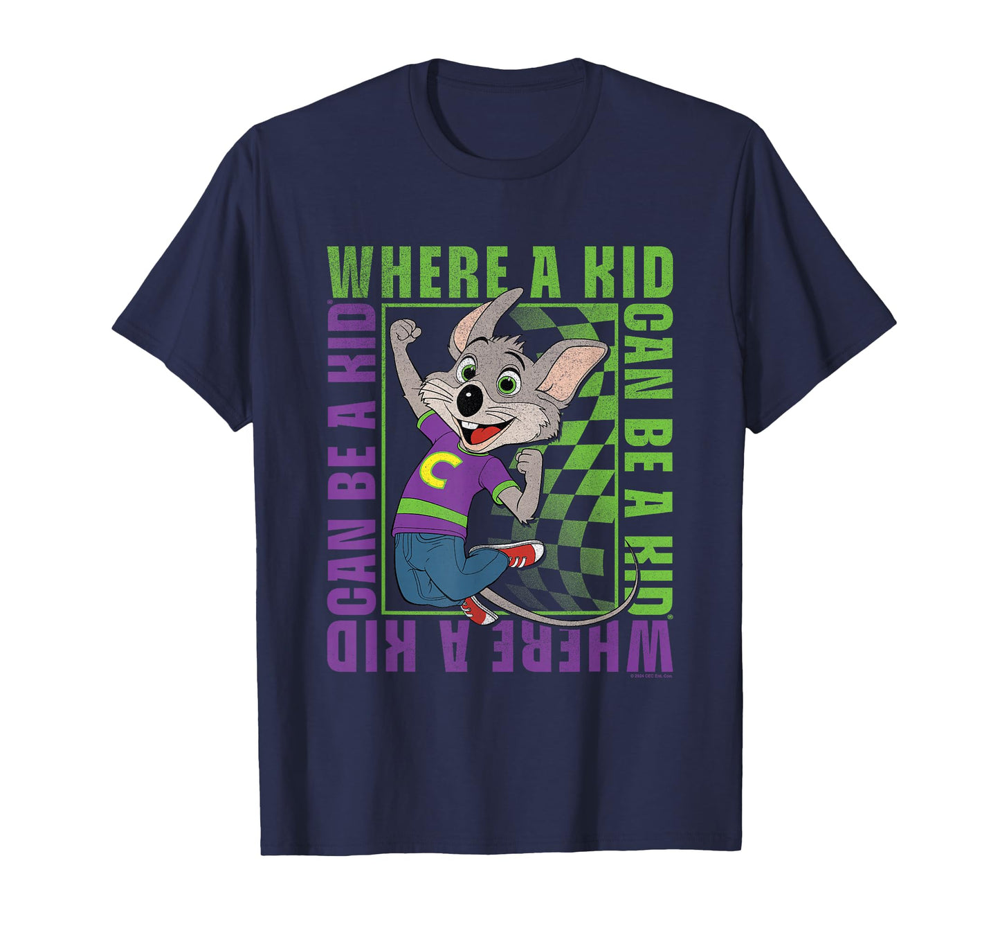 Chuck E. Cheese Where A Kid Can Be A Kid Modern Chuck Faded T-Shirt