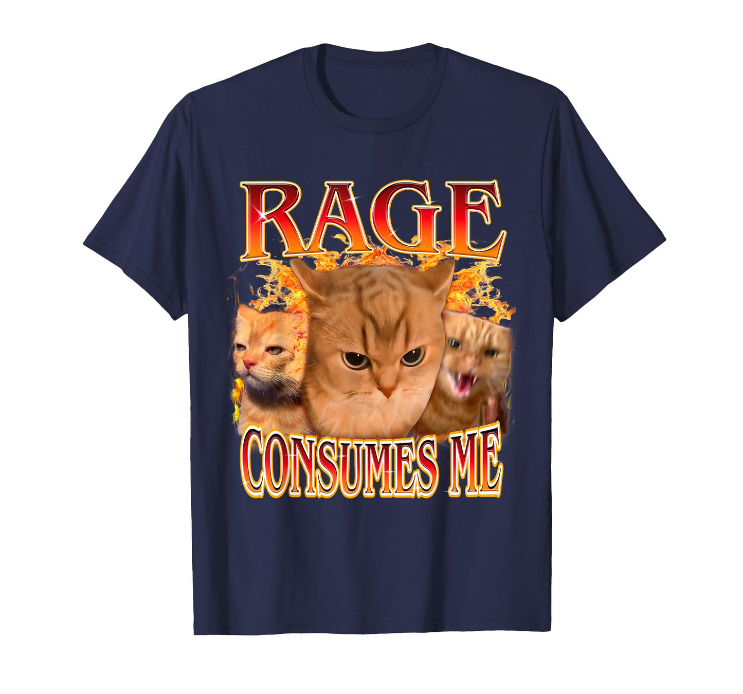 Funny Rage Consumes Me Silly Staring Cat Meme Women Men T-Shirt